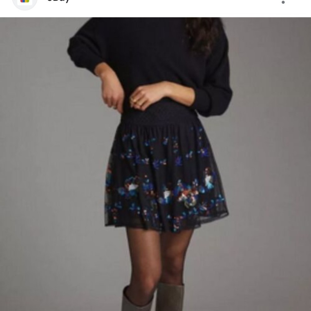 Anthropologie sequin tulle skirt new with tags xs
